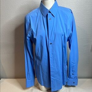Express 1MX Men’s Modern Fit Stretch Cotton Dress Shirt - Blue, Size M